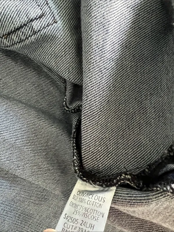 OLIVACEOUS Blue Denim Oversized Lightweight Barn Jacket Brown Corduroy Collar M - Image 5