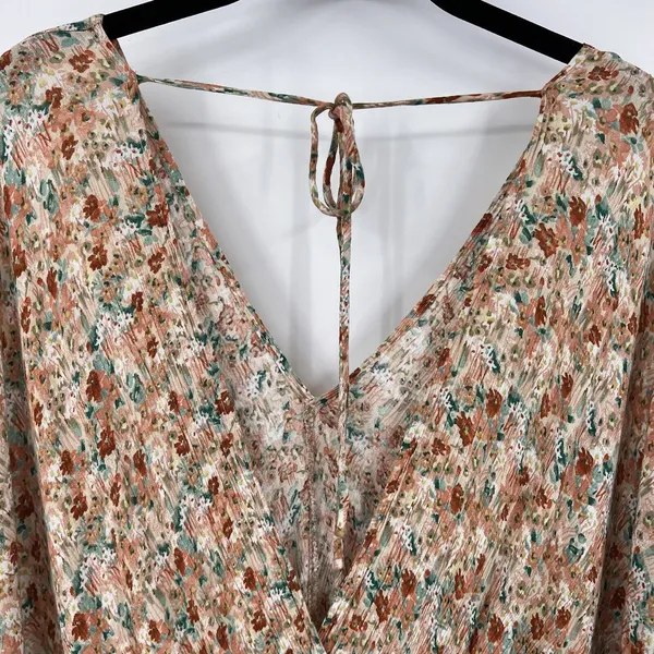 Final Touch Floral Mini Dress Multi Dolman Sleeves Coastal Cowgirl Boho Size M - Image 4