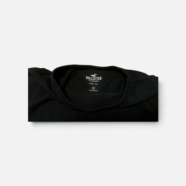 Hollister Black Tie Front Baby Tee Crop Top Size Small - Image 2