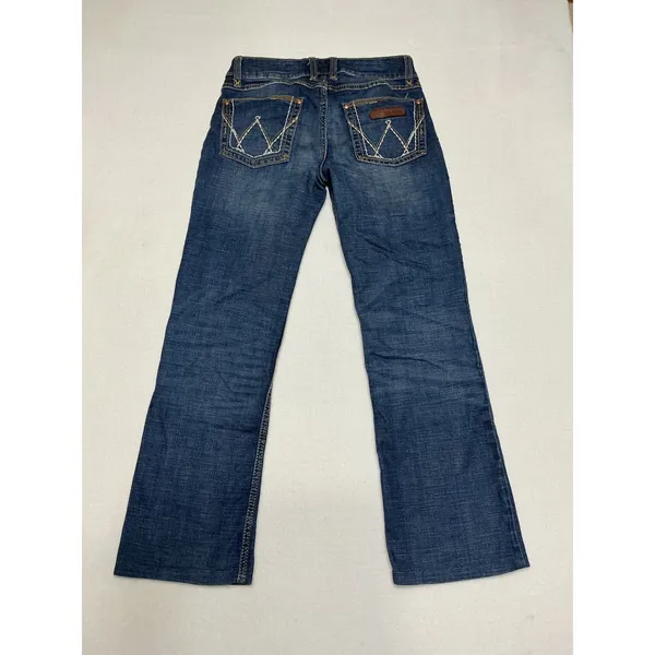 Wrangler Womens 3x34 Boot Cut Jeans Blue Stretch Denim Western Hemmed 1009MWZMS - Image 2