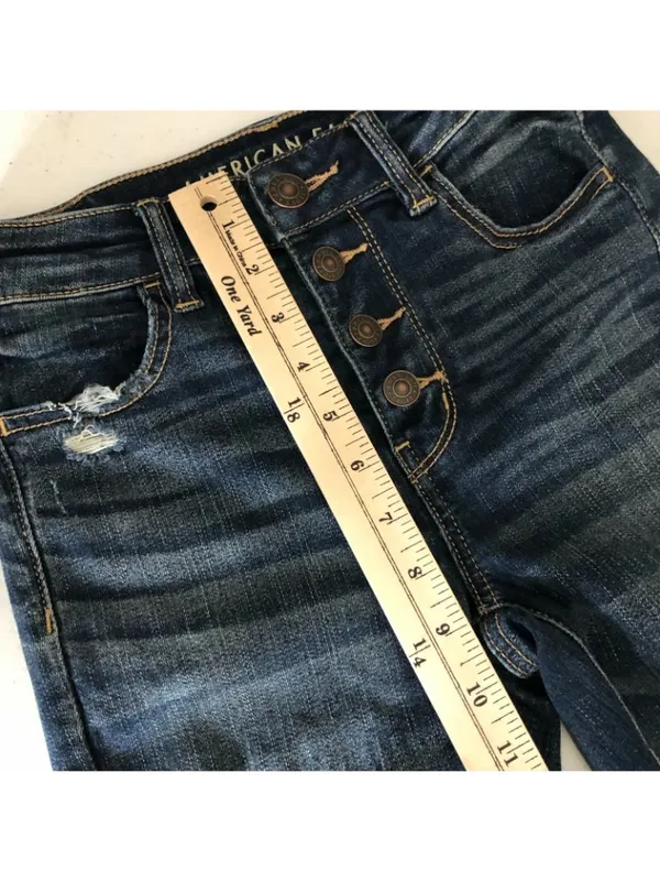 American Eagle Womens Jeans Hi-Rise Jegging Dark Wash Distressed Stretch 4 - Image 8