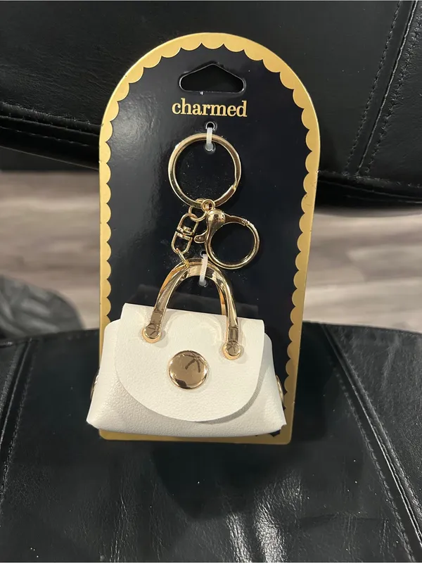 White Mini Purse Keychain - Image 2