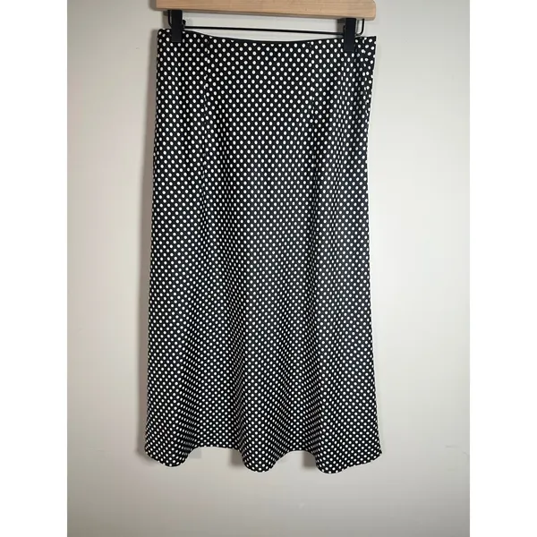 J.Crew Black White Polka Dot Midi Skirt High Rise A-Line BU218 XS - Image 3