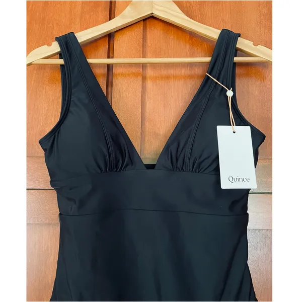 Quince Italian Plunge One-Piece Swimsuit Black Size Small NEW - Image 3