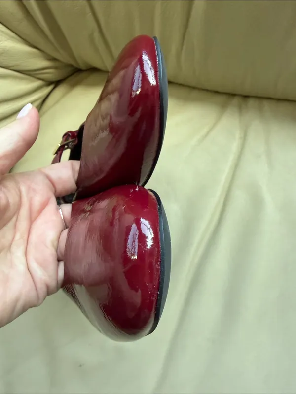 Nordstrom Burgundy Patent Leather Mary Jane Flats 6M Ballet Core Y2K Chic Retro! - Image 4