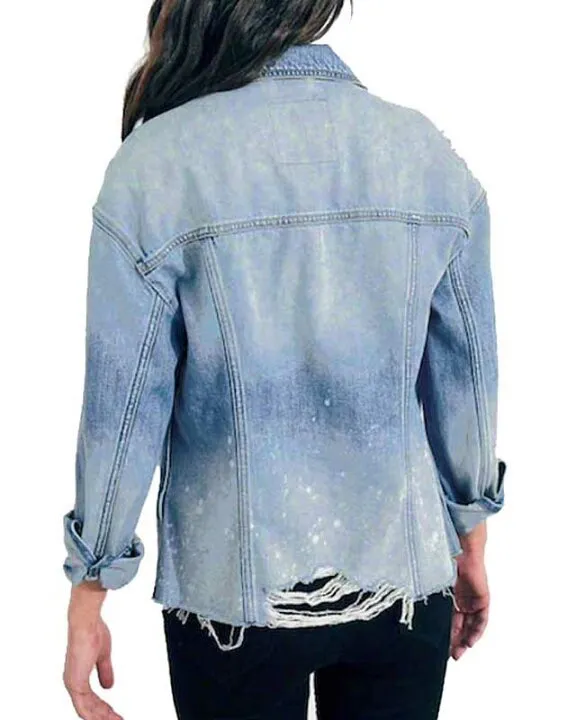 Distressed Paint Splatter Denim Jacket - Image 2
