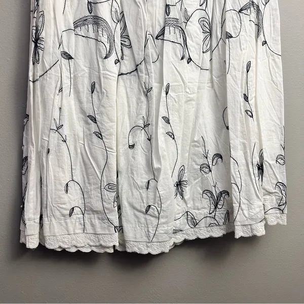 JUNO Vintage Look Embroidered White Midi Skirt Sz M - Image 7