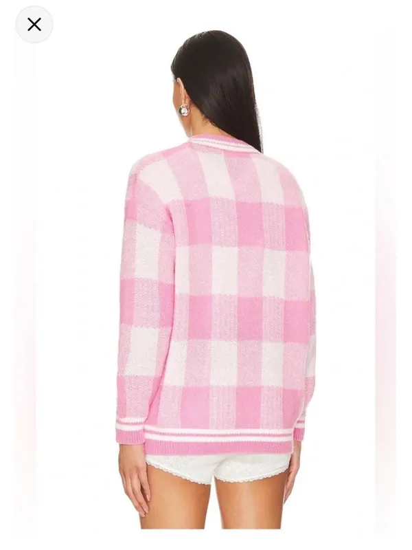 More to Come Revolve Bonnie Pink Plaid Cardigan Sweater XS - Image 4