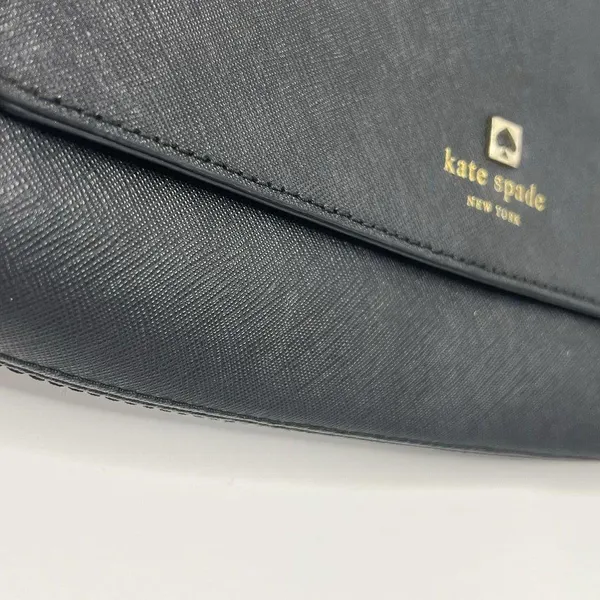 Kate Spade Crossbody Bag Black Purse Gold Chain Detail Snap Cow Hide Leather - Image 6