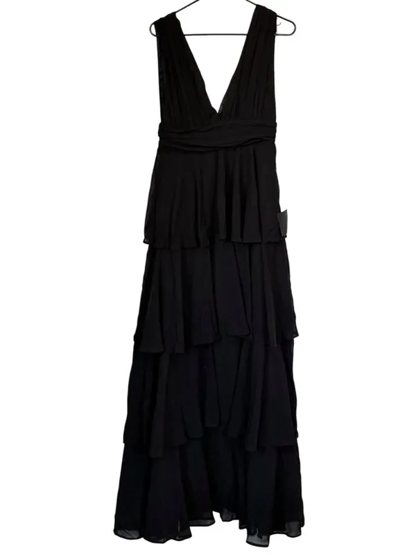 NWT Lulus Amazing Evening Black Tiered Maxi Dress - Size: Medium - Image 2