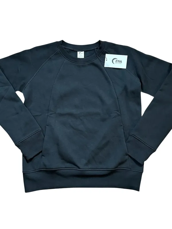 Zyia Active Oh So Soft Pocket Crewneck Sweatshirt Black Size XL - Image 9
