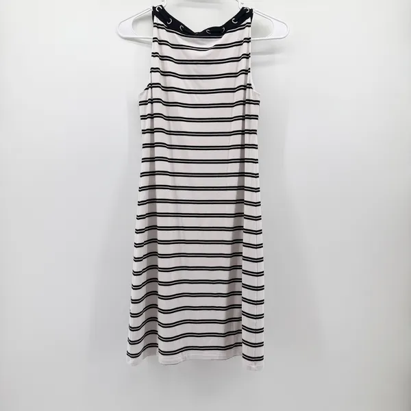 White House Black Market Striped Keyhole Grommet Dress XXS Black White Dress - Image 2