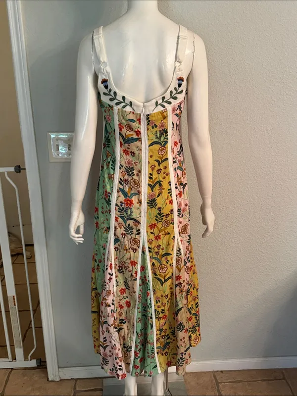 Christian Lacroix Linen Floral Midi Dress | Yellow, Mint & Pink | Size 6🌼💗 - Image 7
