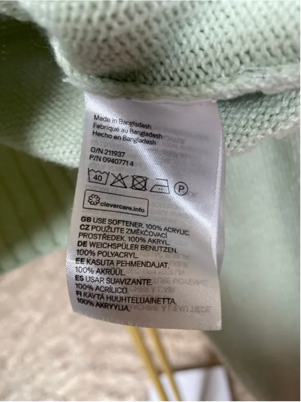 H&M Divided Knit Cropped Cardigan V Neck Button Coastal Preppy Mint Green L Boho - Image 6
