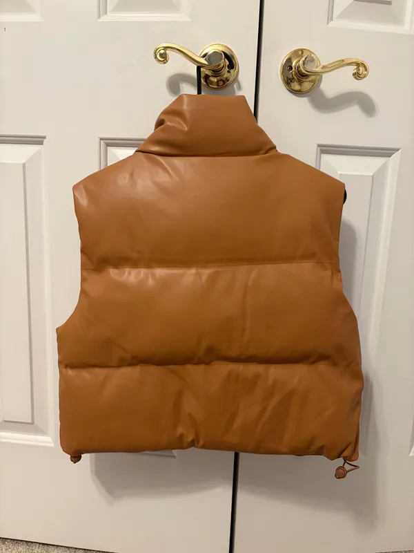 Cropped puffer vest Orange Size M - Image 2