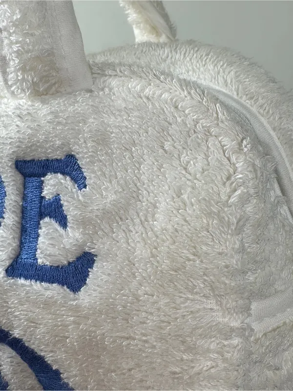 Dior White Plush Tote with Blue J'ADORE DIOR Logo - Image 12