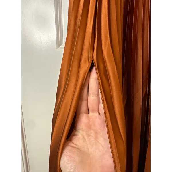 AMUR Aviva‎ Rosette One Shoulder Pleated Gown Copper Size 2 - Image 13