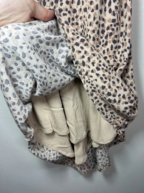 Abercrombie & Fitch Leopard Print Mini Slip Dress Brown Tan Lined Adjustable XS - Image 6