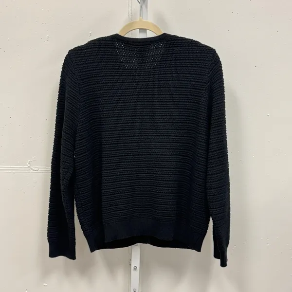 Anrabess Black‎ Knit Cardigan Sweater Gold Crest Button Front Pocket Size Medium - Image 2