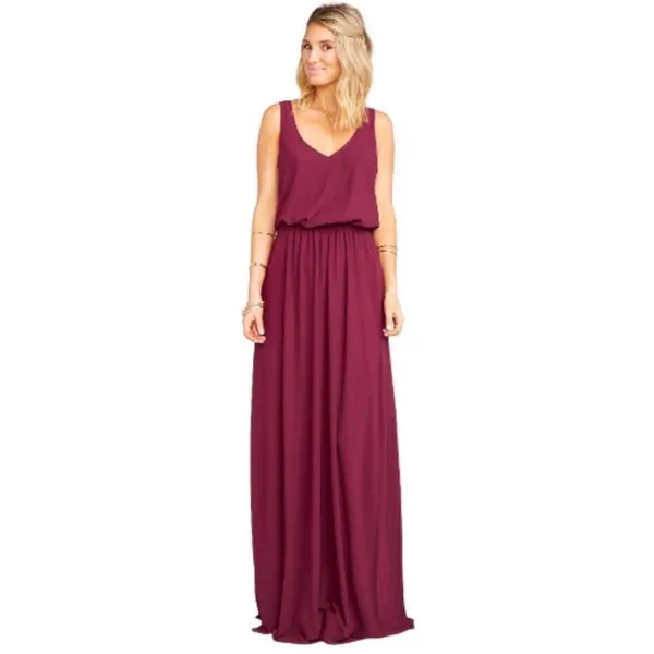 Show Me Your Mumu Kendall Maxi Dress Cabernet‎ Plum V-Neck Open Back Small - Image 3