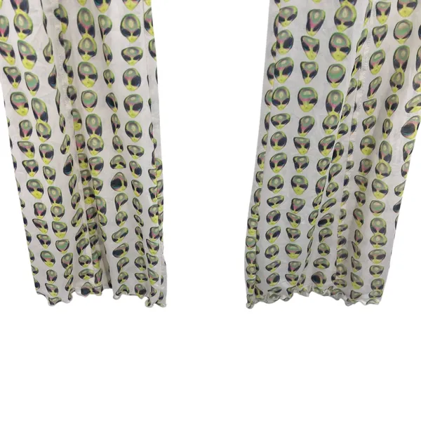 Meshki Nora Mesh Straight Leg‎ Pant Sheer Alien Print Cream Green Size XL - Image 7