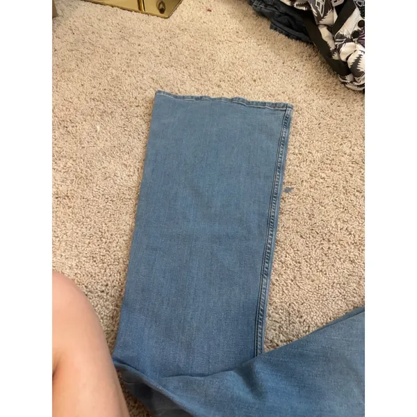 Lee Heritage Flare Jeans High Waisted Button Fly Light Wash Wide Leg Denim Pants - Image 4