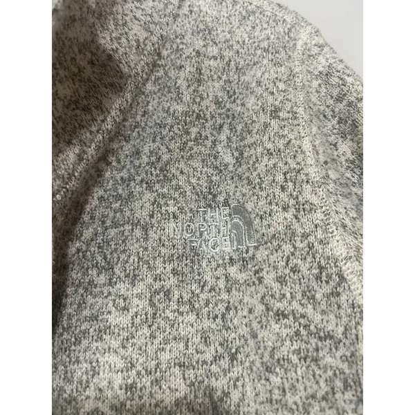 The North Face Women's Fleece Jacket Heather Gray Mock Neck Full Zip Pockets L - Image 2