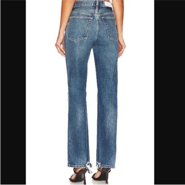 RE/DONE 90s High Rise‎ Loose Jeans NWT size 29 Destroyed Mar Blue Straight Leg - Image 3