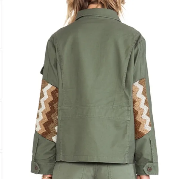 Capulet x Anthropologie Embellished Military Jacket: Army Olive Green - Image 6