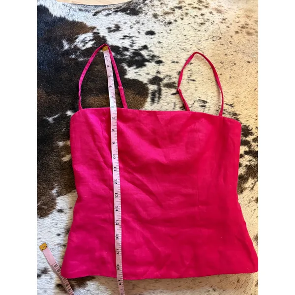 REFORMATION Hot Pink Linen‎ Scalloped Matching Set Liam Pants Overland top Sz 4 - Image 10