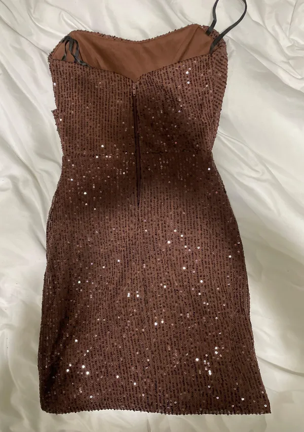 Brown Sequin Dress - Image 4