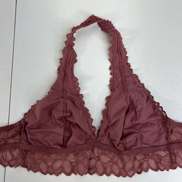 PINK Victoria's Secret L Large‎ Bra Lace Bralette Halter Wireless Mauve Pink - Image 9