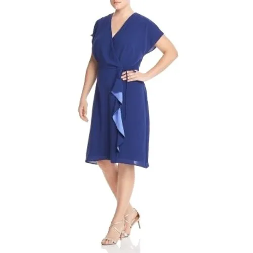 Adrianna Papell Dress Women 2 Blue Ruffle Faux Wrap‎ Mini Cocktail Party Career - Image 2