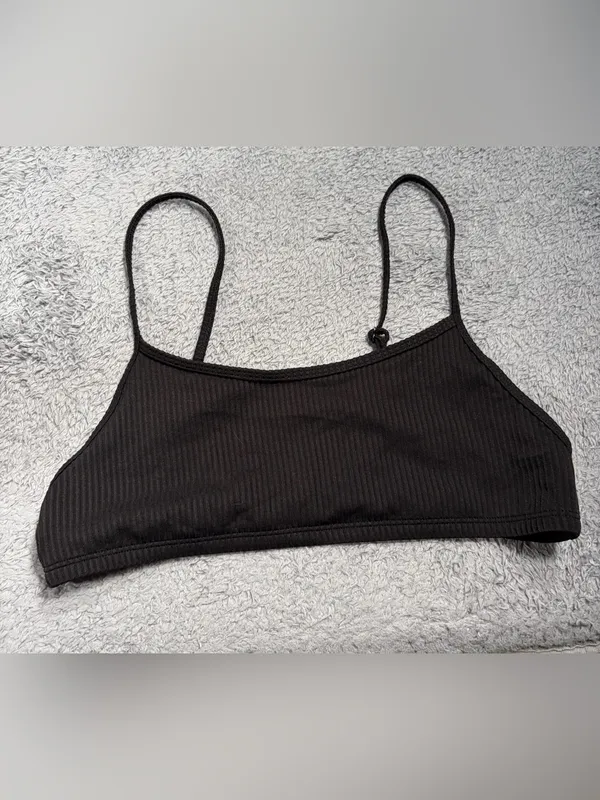 Halara ribbed bikini top swimsuit medium black - Image 2