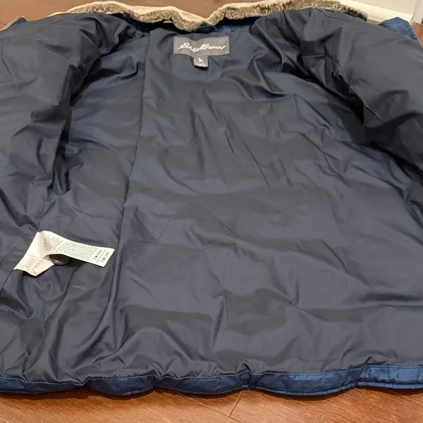 Eddie Bauer Navy Puffer Jacket with Fur - Image 5