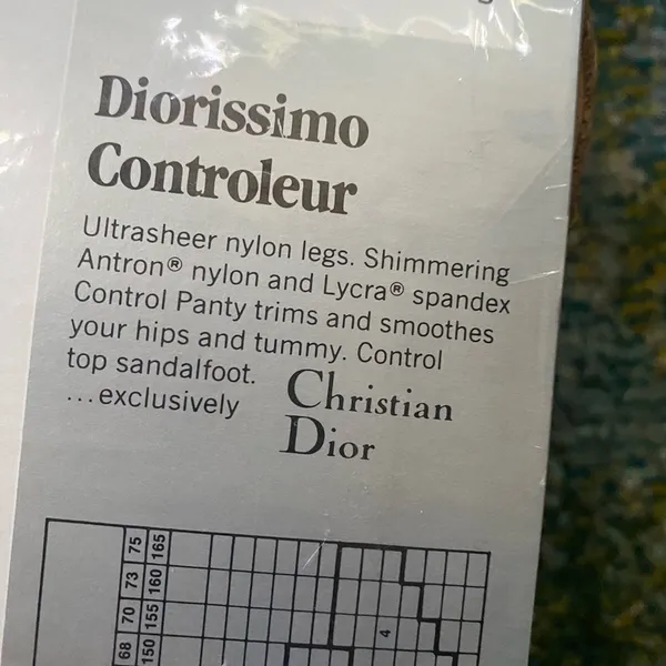 Christian Dior Vintage alabaster control top ultra sheer sandalfoot pantyhose - Image 7