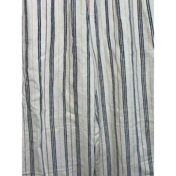 Abercrombie & Fitch Cream Navy Blue Striped Linen Wide Leg Pants Womens Size S R - Image 6