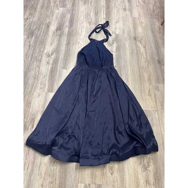 Lulus Effortless Grace Navy Blue Organza Halter Midi Sizes XL NEW. - Image 3