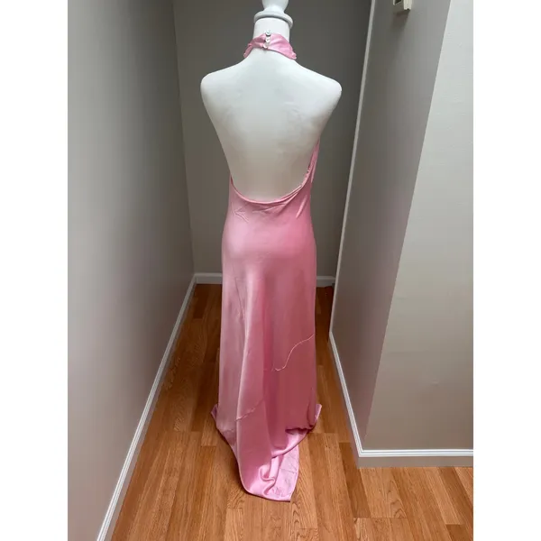 Show Me Your Mumu Jasmine Halter Maxi Dress Light Pink Luxe Satin Size Small - Image 7