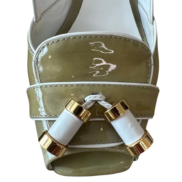 Tory Burch Ella Wedge‎ Slingback Peep Toe Patent Sandals 7 - Image 12