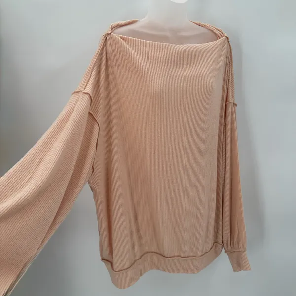 We The Free Sweater Womens L Peach Main Squeeze L/S Knit Oversized Boatneck Top - Image 2