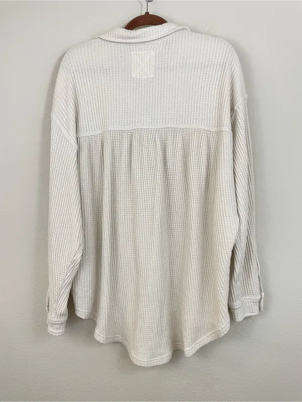 Aerie Anytime Fave‎ Waffle Shirt Cabe Batter Oversized Shacket Size Large - Image 9