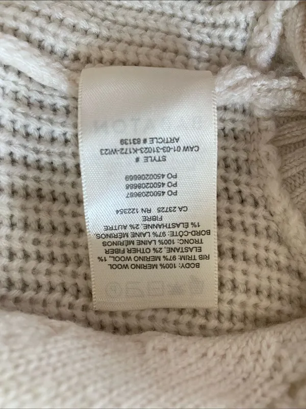 Babaton Soft Cream Cable-Knit V-Neck Sweater Vest Merino Wool size Small - Image 4