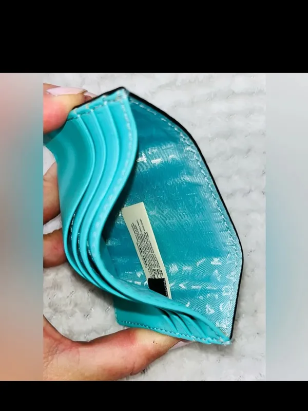 KATE SPADE Turquoise Robin's Egg Blue Pebbled Leather Card Case - Image 4