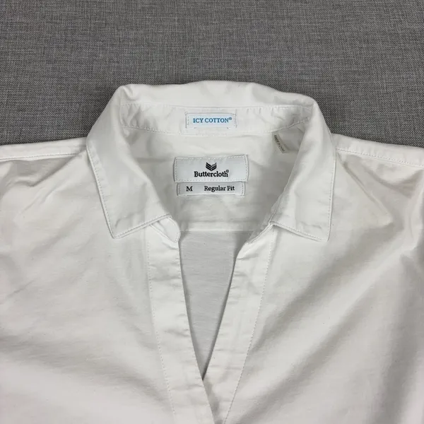 Buttercloth Shirt Womens Medium White Regular Fit Icy Cotton Stretch Long Sleeve - Image 2