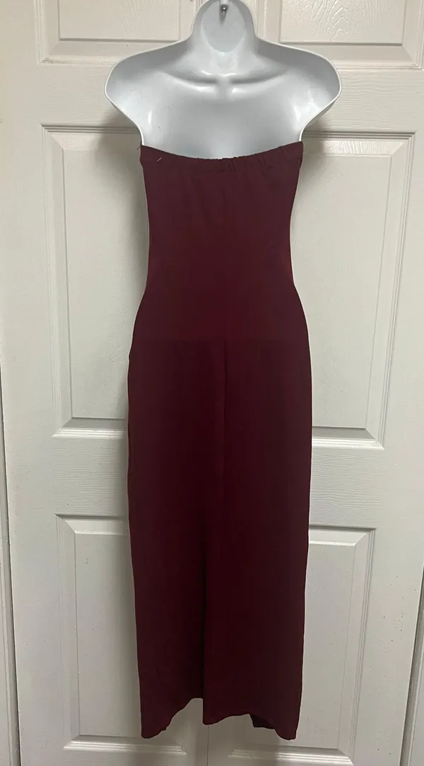 UNBRANDED Plum Strapless Bandaeu Tube Dress - Image 4