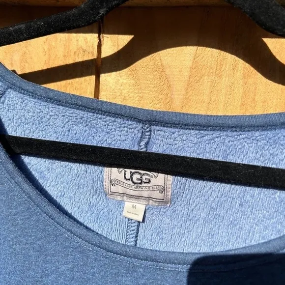 UGG Scoop Neck Mini Blue Fleece Dress Size Medium Warm 3/4‎ Sleeve Winter Fall - Image 4