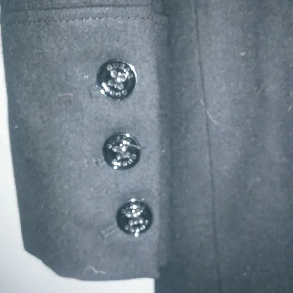 Guess L Full Length Logo Lined Pea Coat Double Breasted Belted Wool in Black - Image 12