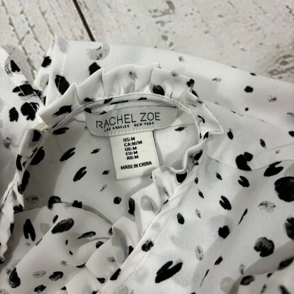 Rachel Zoe White Blouse Pleaded Neckline - Image 4