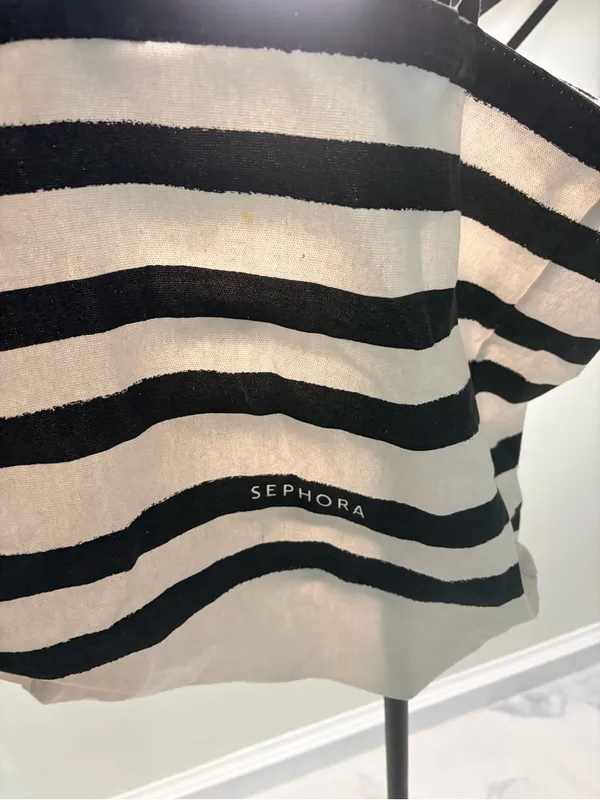 Sephora Black and White Striped Canvas Tote - Image 3